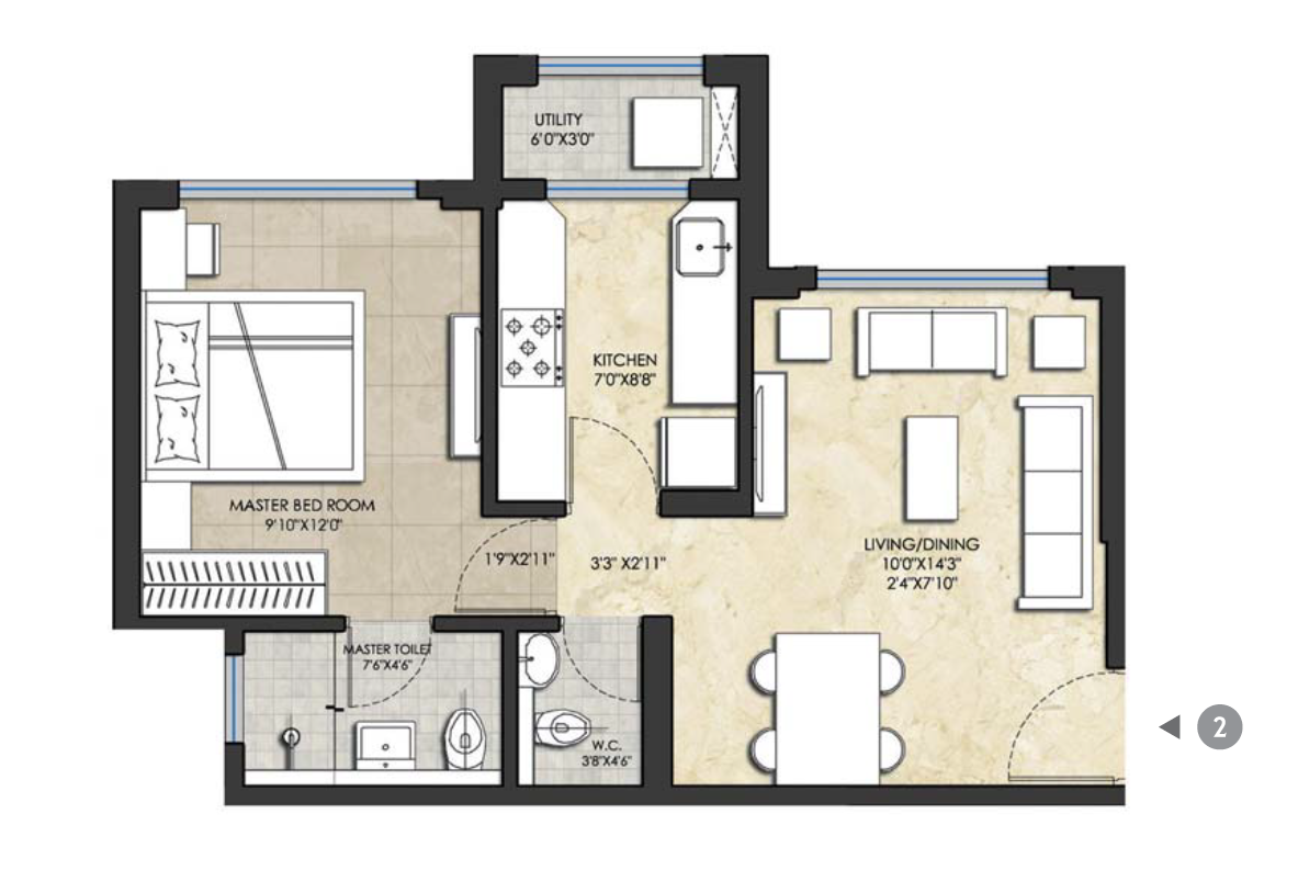 LODHA AMARA FLOOR PLAN 1BHK
