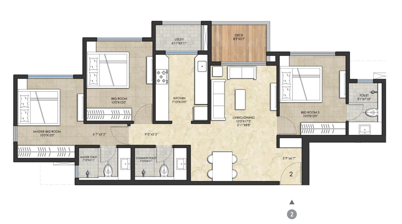 LODHA AMARA FLOOR PLAN 3BHK